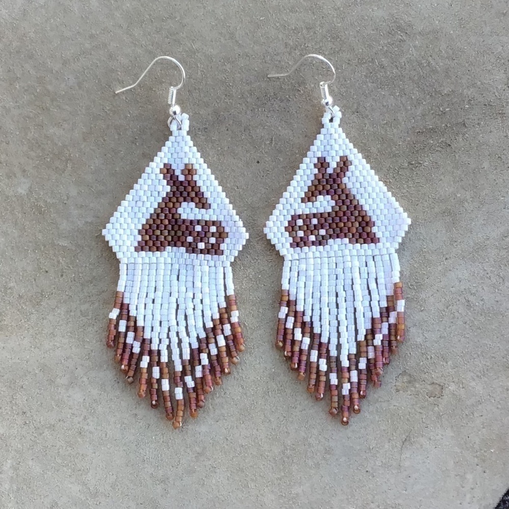 Fawn Beaded Earrings, New, Handmade by Me